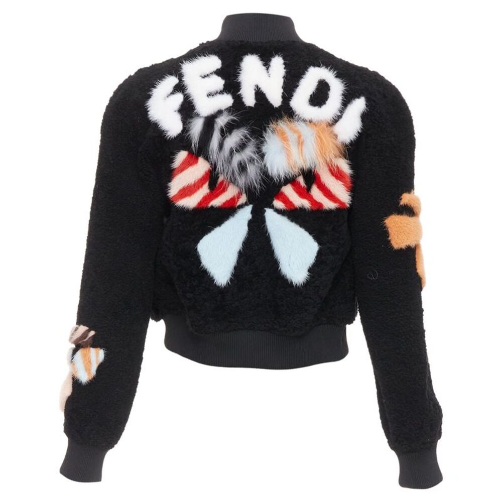 Fendi Floral Fur Leather Bomber Jacket